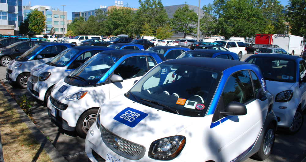 Car2Go (ShareNow) vehicles in a parking lot