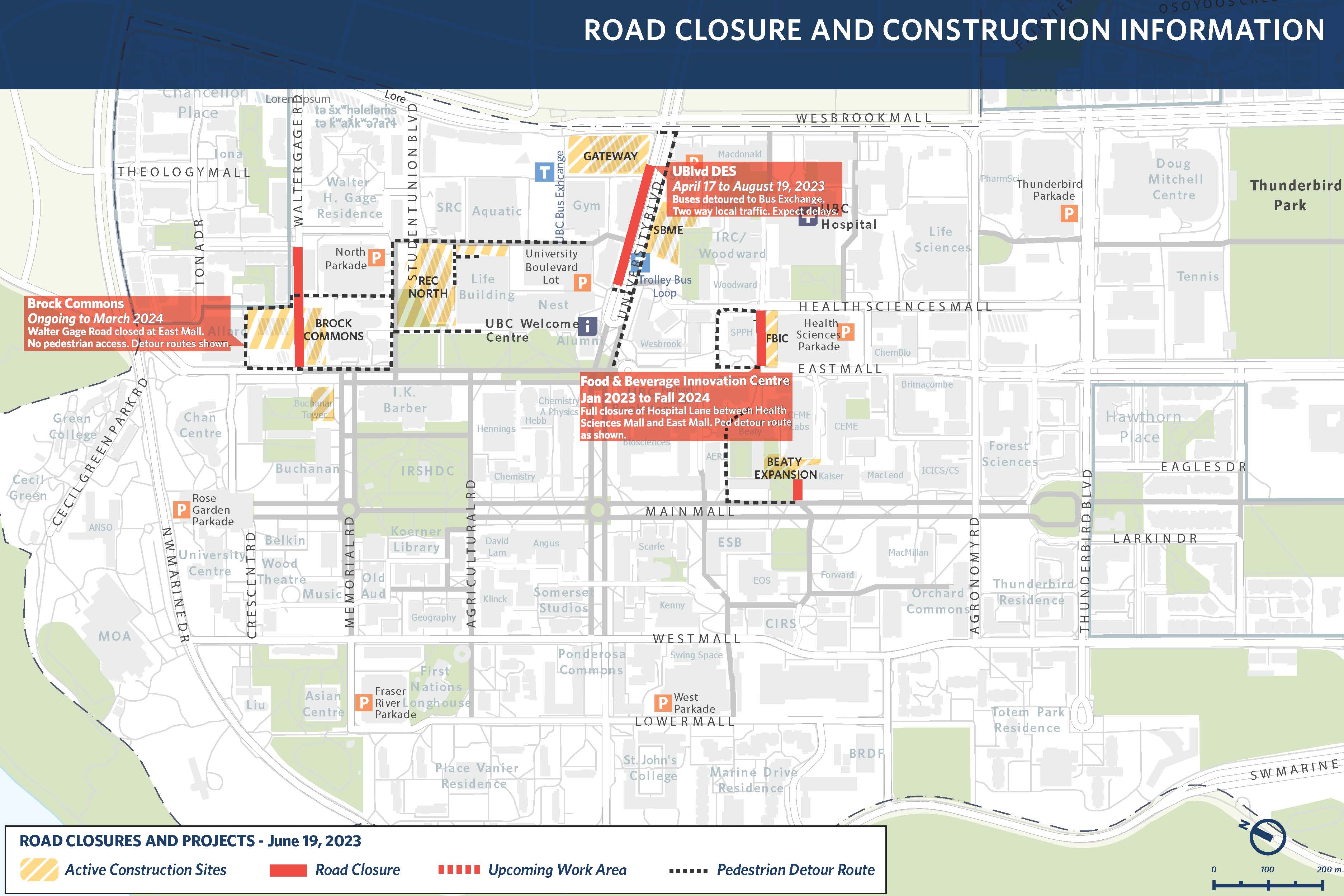 Parking wayfinding construction detours