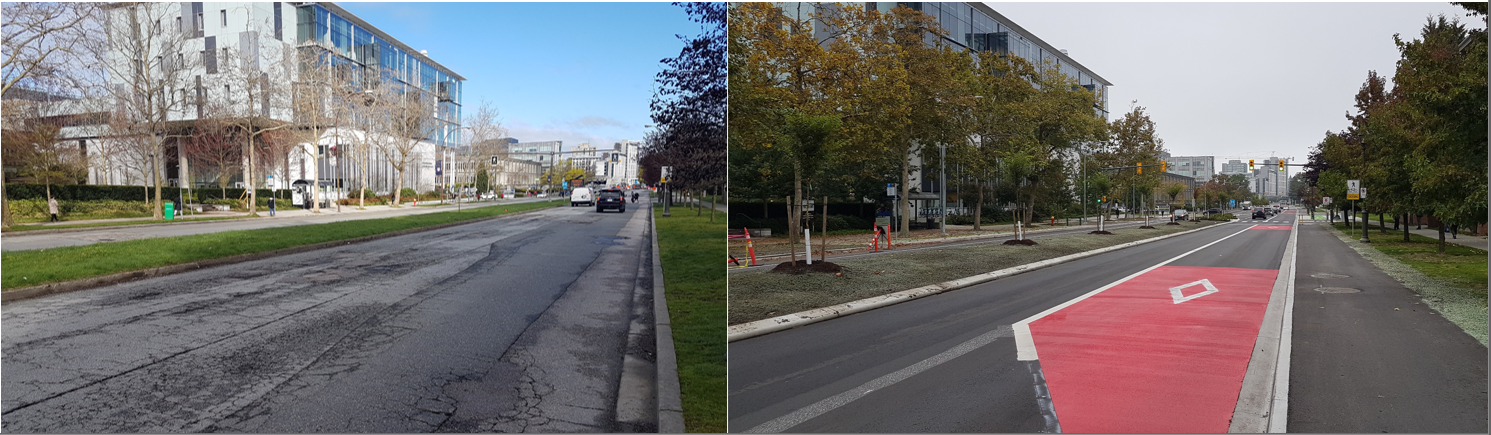 Before and after images of Wesbrook Mall