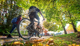 Biker on campus