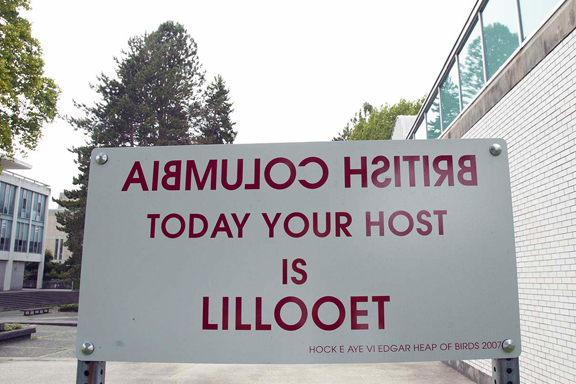 Photo of sign that reads British Columbia today your host is Lillooet