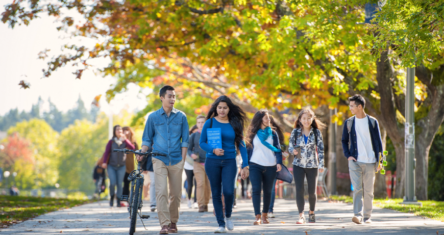 Students walking on campus