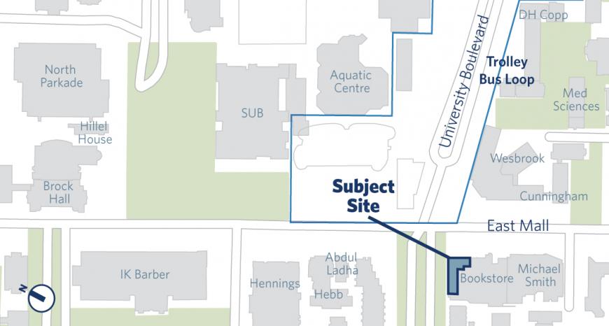 Map showing the proposed bookstore location