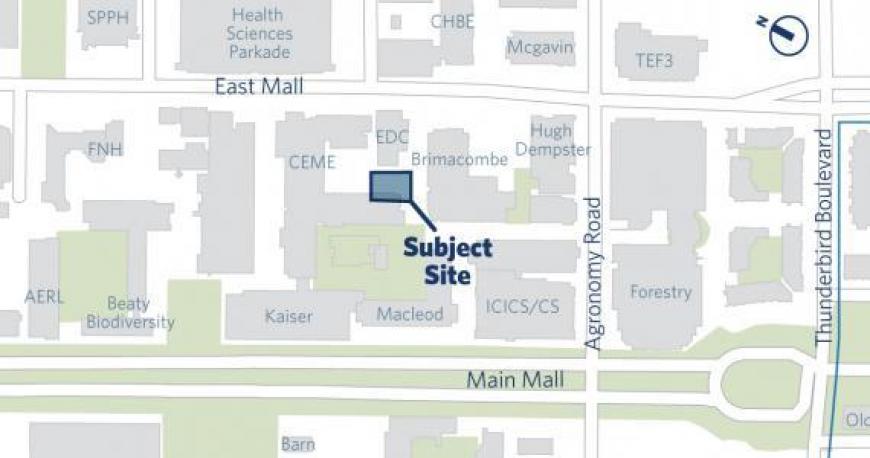Map showing the proposed location of the bike shelter