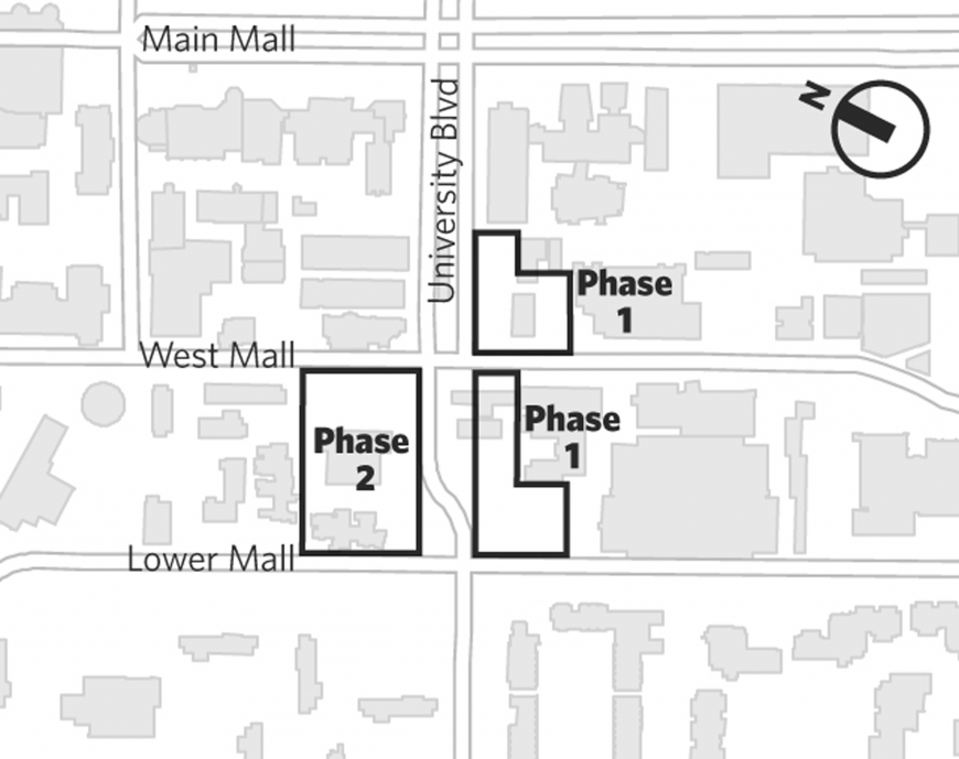 map showing where the Ponderosa Commons buildings are