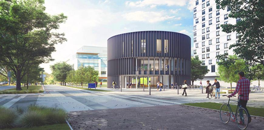 A rendering showing the new Arts Student Centre