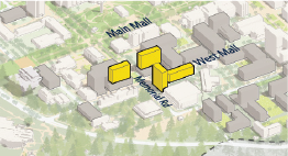 Model showing the location of Arts and Culture District Mixed Use Hub