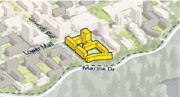 Model showing the location of St. John's College expansion and graduate commons