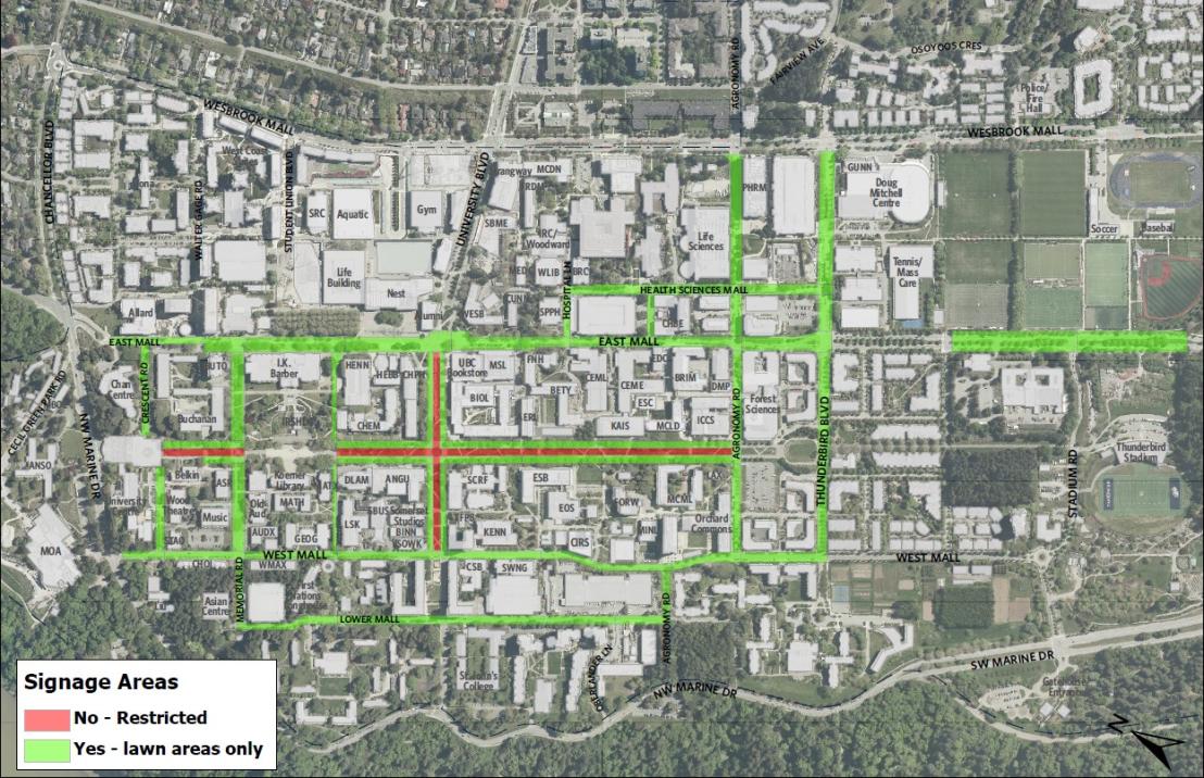 UBCV campus sign map