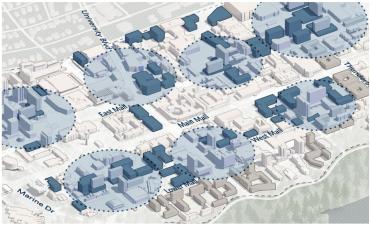 Map showing the academic learning hubs