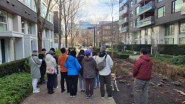 A group of people on a walking tour