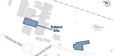 Map showing the TRIUMF Ariel building placement