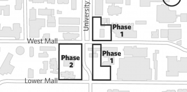 map showing where the Ponderosa Commons buildings are