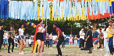 Students dance at UBC Pride event