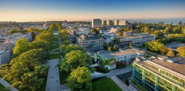An aerial view of UBC showing Main Mall